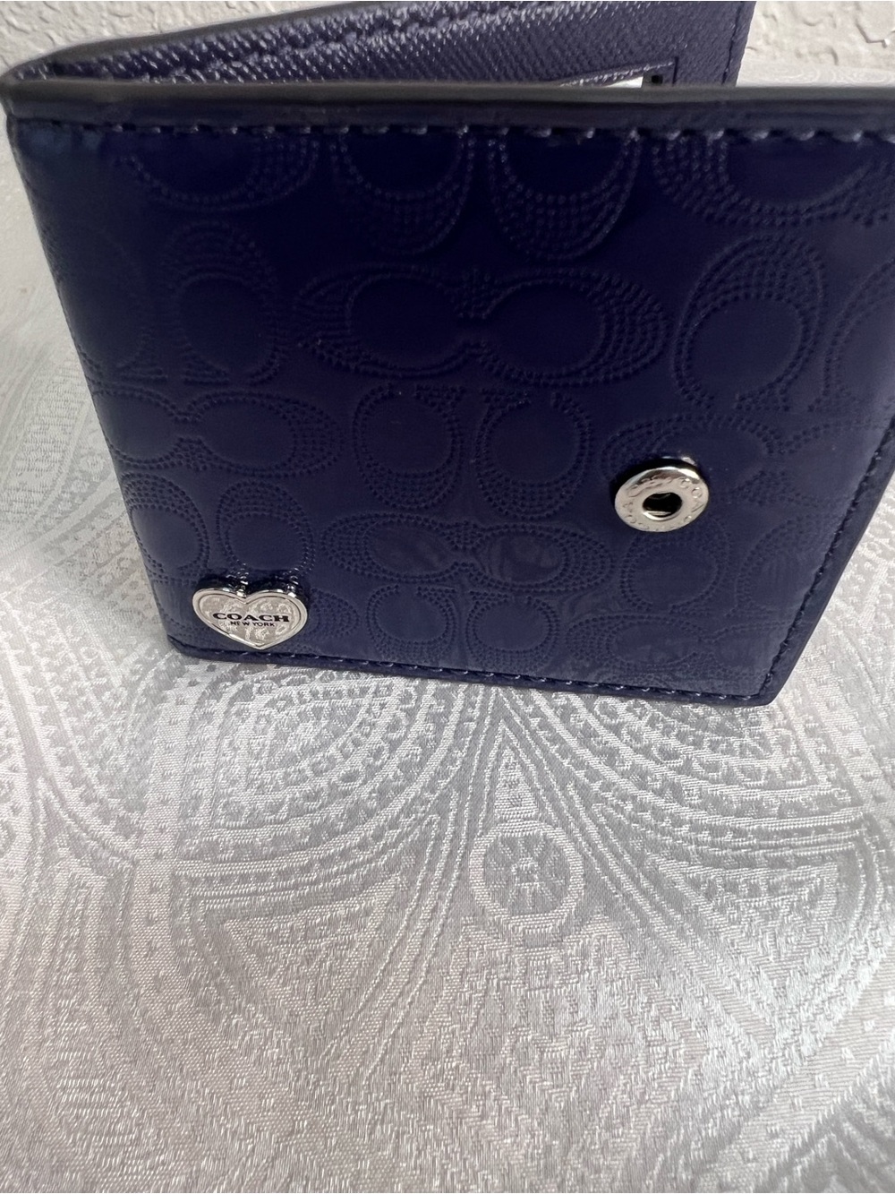 Coach Purple Crossgrain Leather Foldable Double Sided Mirror #Y2K, TravelMirror - Picture 4 of 5